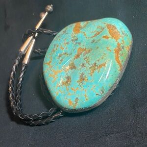 Beautiful Real Turquoise Bolo Tie with Sterling silver! Nice!!